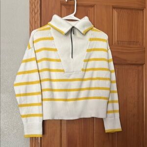 Banana Republic Yellow and White Cowl Neck Sweater